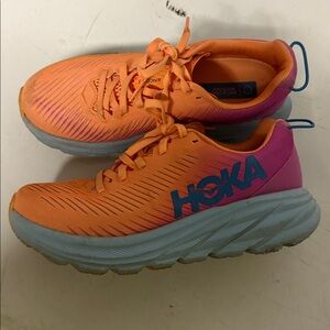 Hoka Vibrant Orange and Pink Sneakers